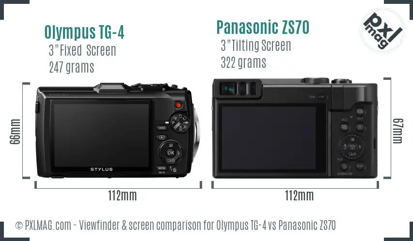 Olympus TG-4 vs Panasonic ZS70 Screen and Viewfinder comparison