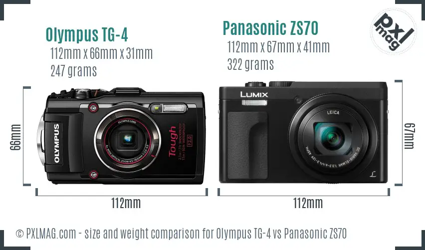 Olympus TG-4 vs Panasonic ZS70 size comparison