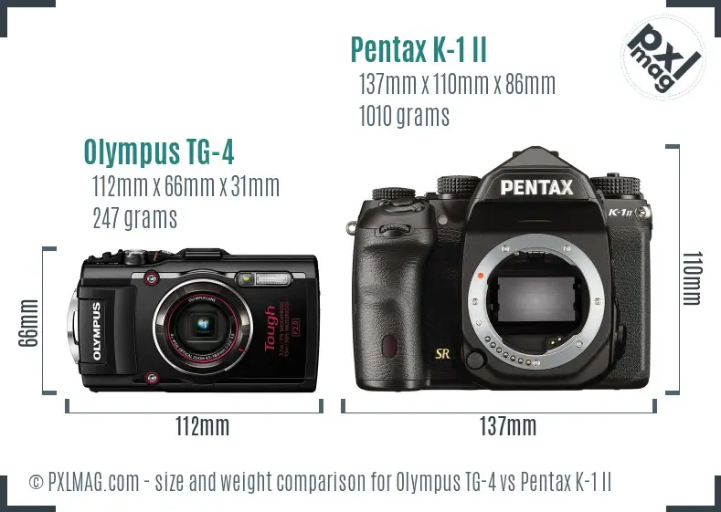 Olympus TG-4 vs Pentax K-1 II size comparison