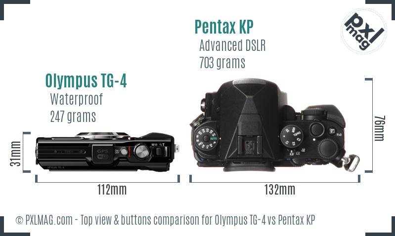 Olympus TG-4 vs Pentax KP top view buttons comparison