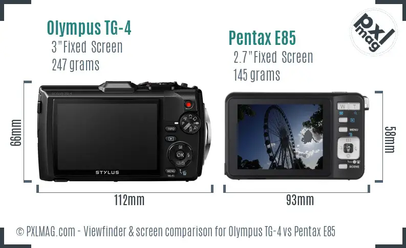 Olympus TG-4 vs Pentax E85 Screen and Viewfinder comparison Olympus TG-4 vs Pentax E85 Screen and Viewfinder comparison