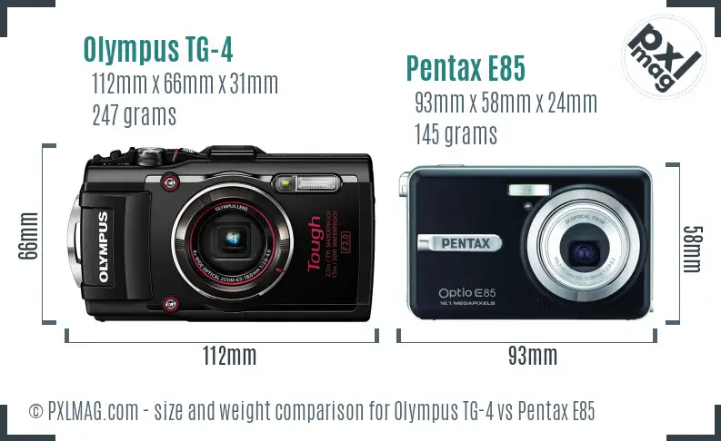 Olympus TG-4 vs Pentax E85 size comparison Olympus TG-4 vs Pentax E85 size comparison