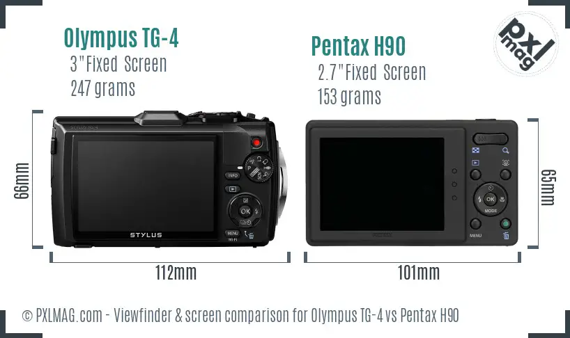 Olympus TG-4 vs Pentax H90 Screen and Viewfinder comparison