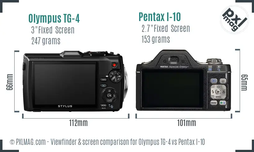 Olympus TG-4 vs Pentax I-10 Screen and Viewfinder comparison
