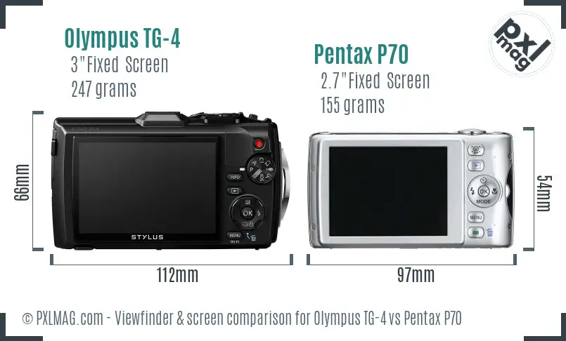 Olympus TG-4 vs Pentax P70 Screen and Viewfinder comparison