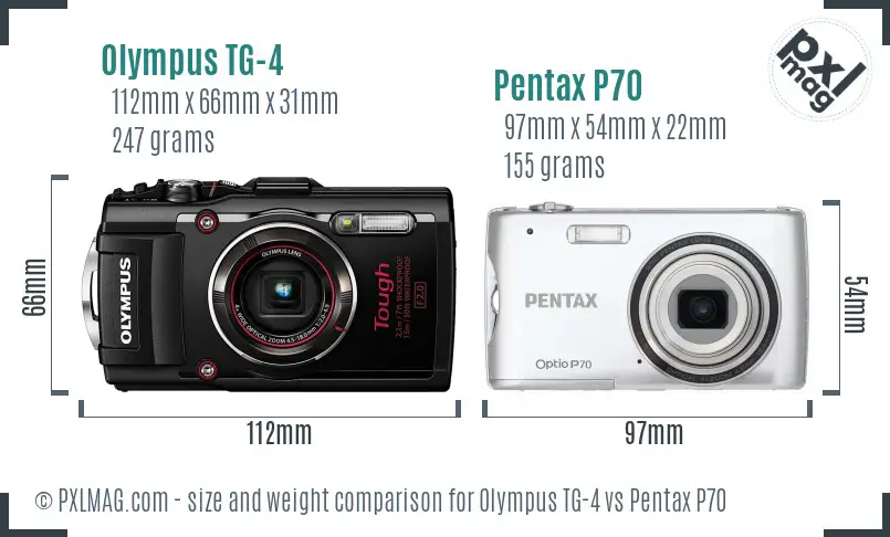 Olympus TG-4 vs Pentax P70 size comparison