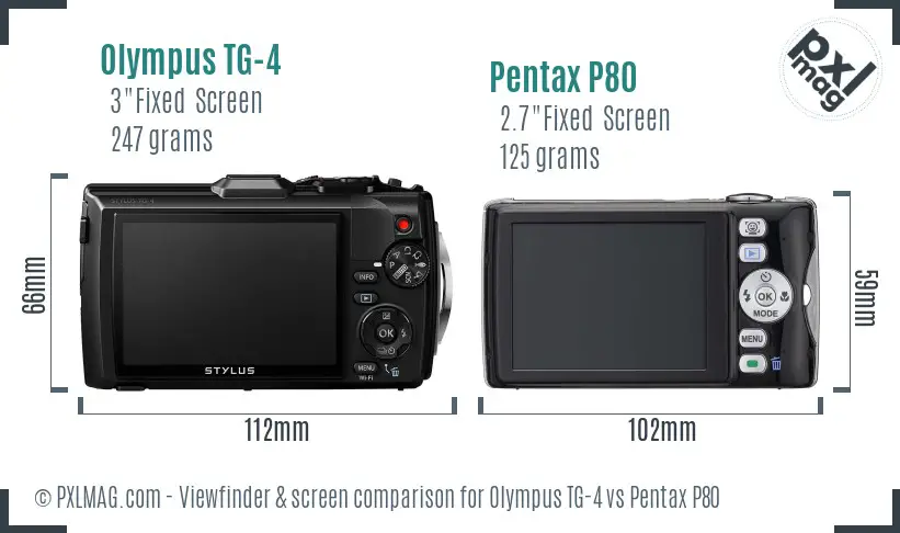 Olympus TG-4 vs Pentax P80 Screen and Viewfinder comparison