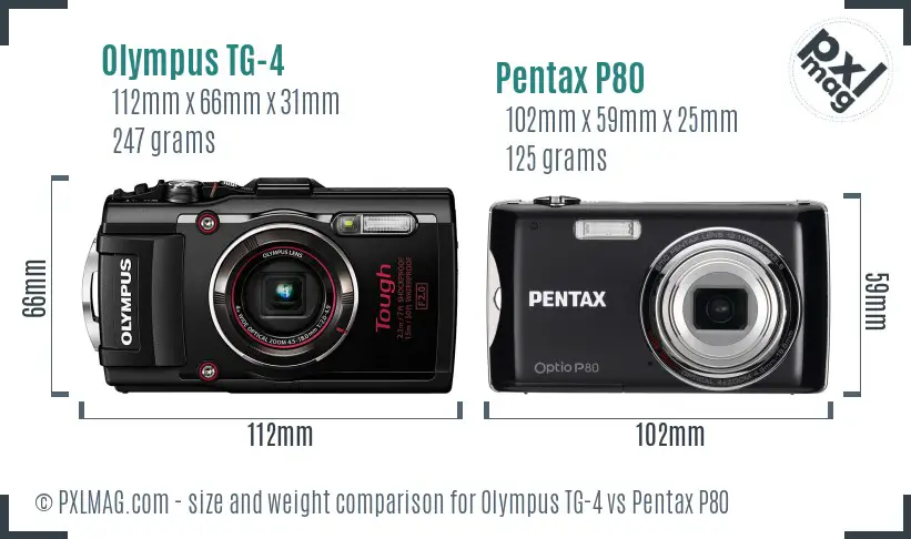 Olympus TG-4 vs Pentax P80 size comparison