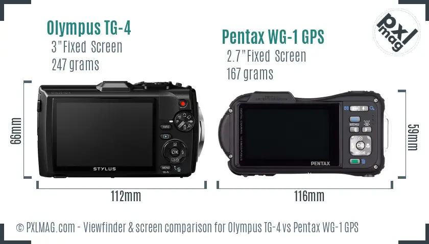 Olympus TG-4 vs Pentax WG-1 GPS Screen and Viewfinder comparison