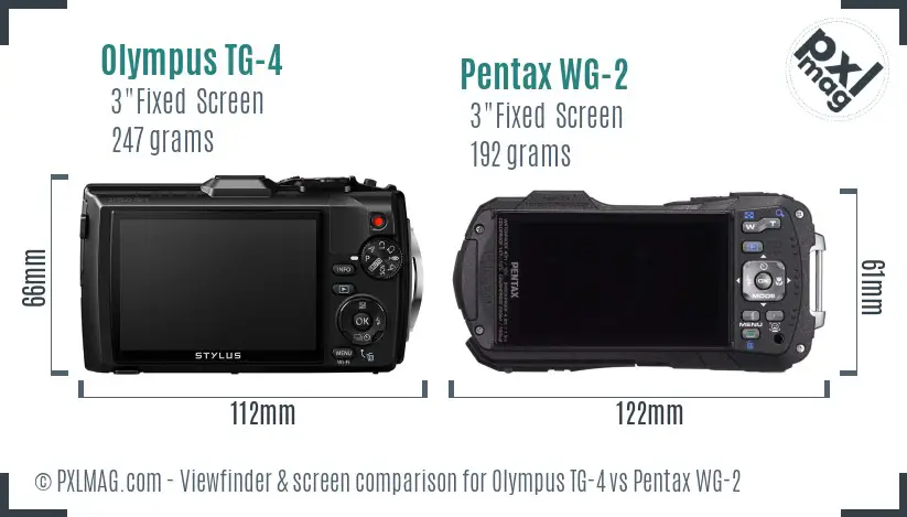 Olympus TG-4 vs Pentax WG-2 Screen and Viewfinder comparison