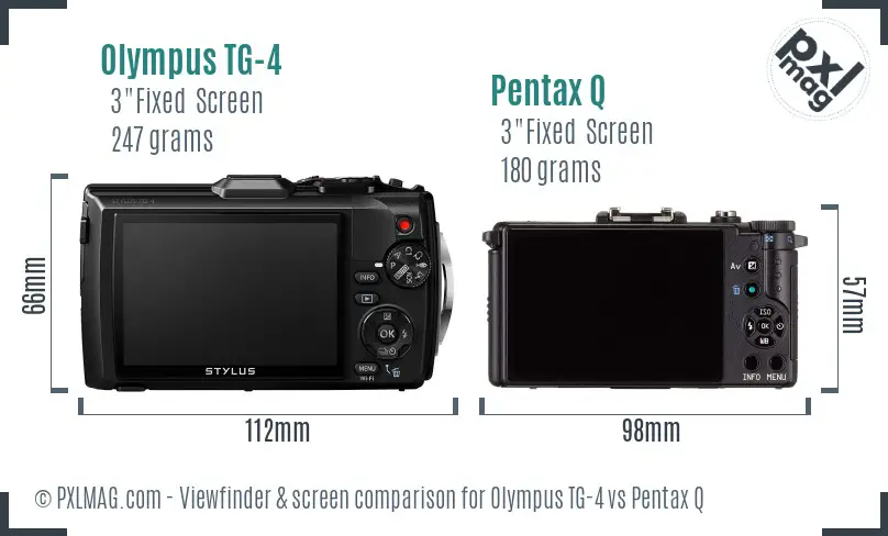 Olympus TG-4 vs Pentax Q Screen and Viewfinder comparison