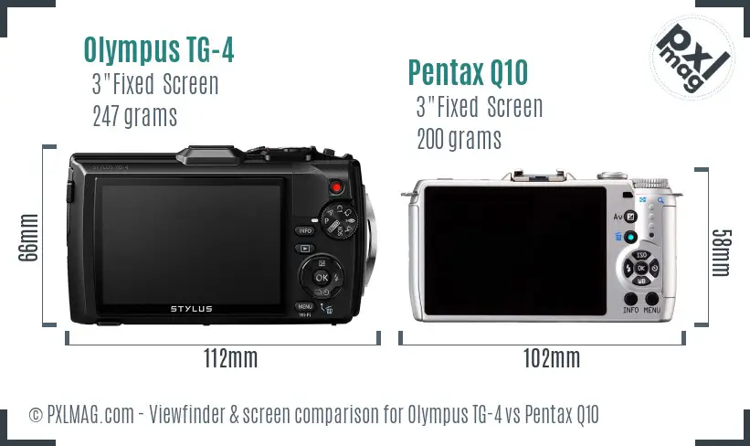Olympus TG-4 vs Pentax Q10 Screen and Viewfinder comparison