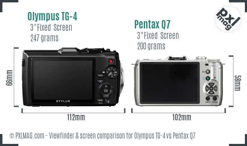 Olympus TG-4 vs Pentax Q7 Screen and Viewfinder comparison