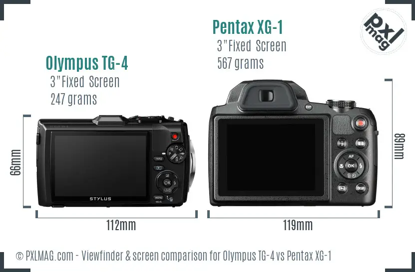 Olympus TG-4 vs Pentax XG-1 Screen and Viewfinder comparison Olympus TG-4 vs Pentax XG-1 Screen and Viewfinder comparison