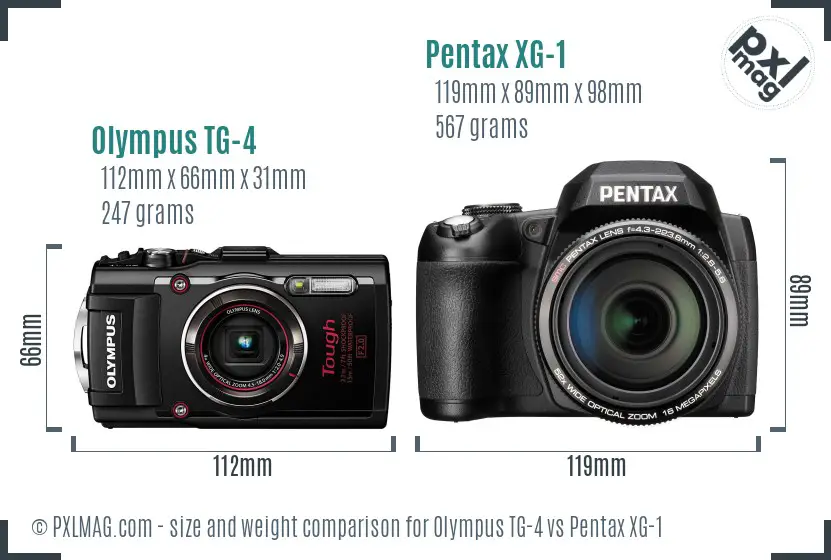 Olympus TG-4 vs Pentax XG-1 size comparison Olympus TG-4 vs Pentax XG-1 size comparison
