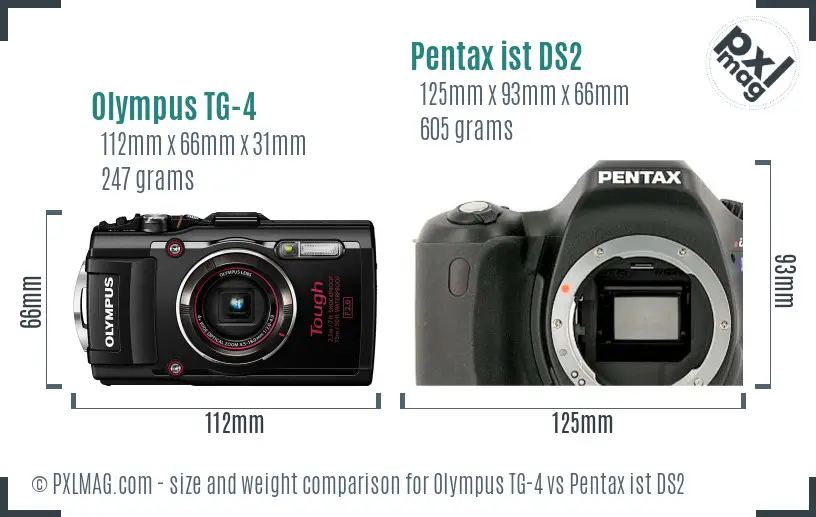 Olympus TG-4 vs Pentax ist DS2 size comparison