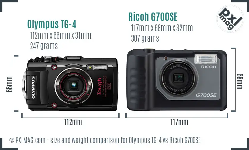 Olympus TG-4 vs Ricoh G700SE size comparison