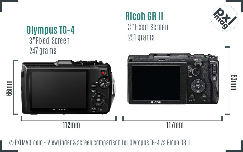 Olympus TG-4 vs Ricoh GR II Screen and Viewfinder comparison