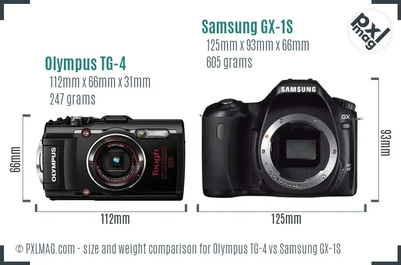 Olympus TG-4 vs Samsung GX-1S size comparison