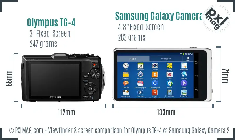 Olympus TG-4 vs Samsung Galaxy Camera 2 Screen and Viewfinder comparison