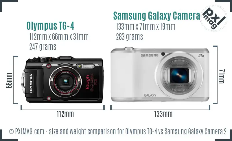 Olympus TG-4 vs Samsung Galaxy Camera 2 size comparison