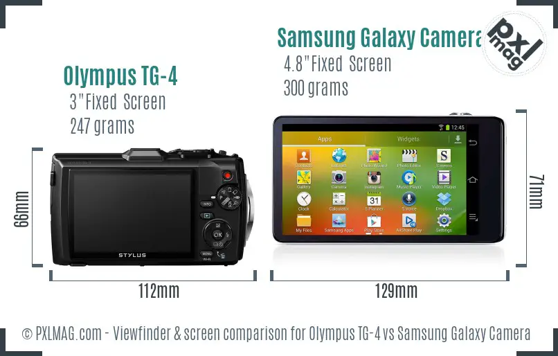 Olympus TG-4 vs Samsung Galaxy Camera Screen and Viewfinder comparison