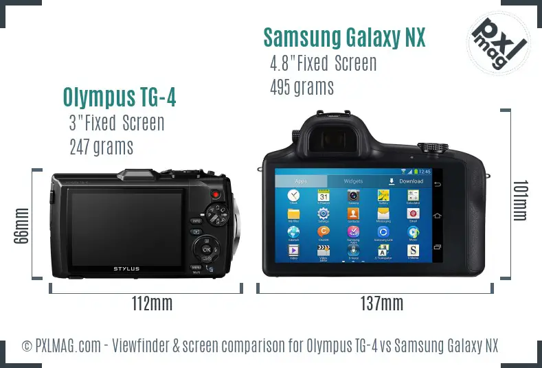 Olympus TG-4 vs Samsung Galaxy NX Screen and Viewfinder comparison