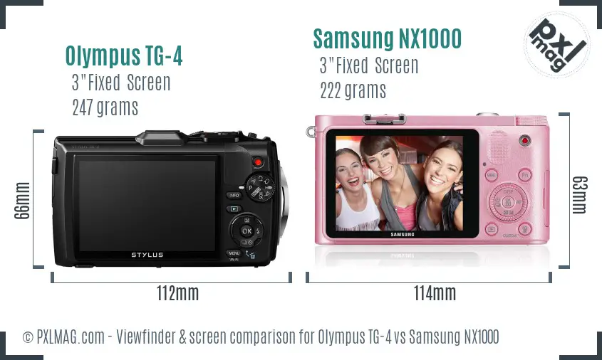 Olympus TG-4 vs Samsung NX1000 Screen and Viewfinder comparison