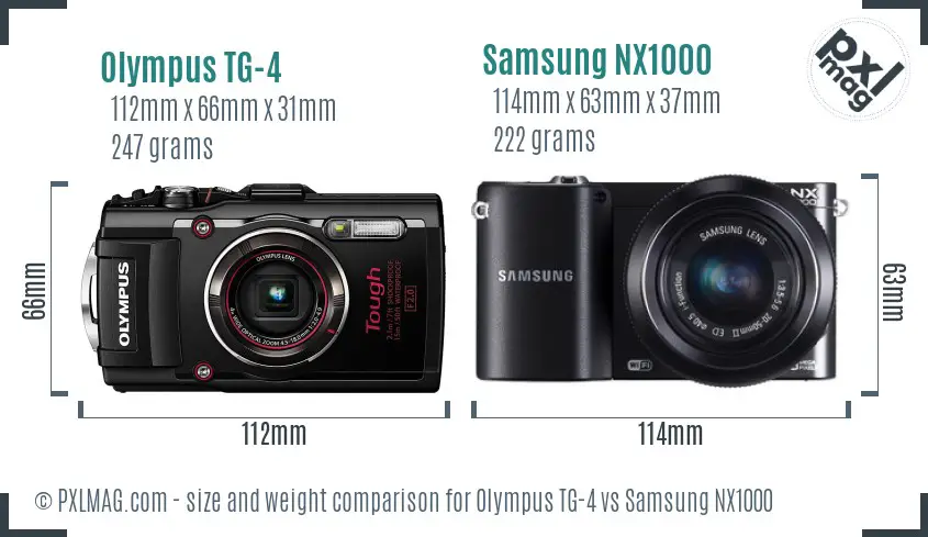 Olympus TG-4 vs Samsung NX1000 size comparison