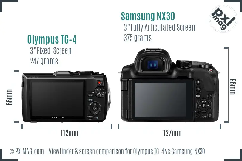 Olympus TG-4 vs Samsung NX30 Screen and Viewfinder comparison