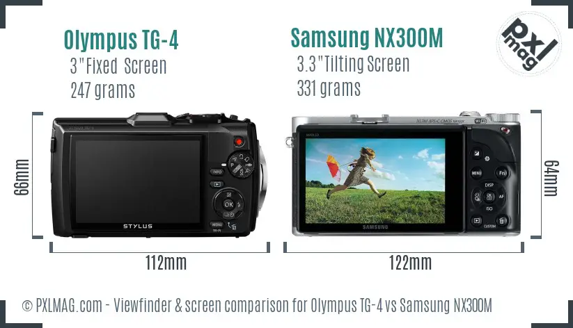 Olympus TG-4 vs Samsung NX300M Screen and Viewfinder comparison Olympus TG-4 vs Samsung NX300M Screen and Viewfinder comparison