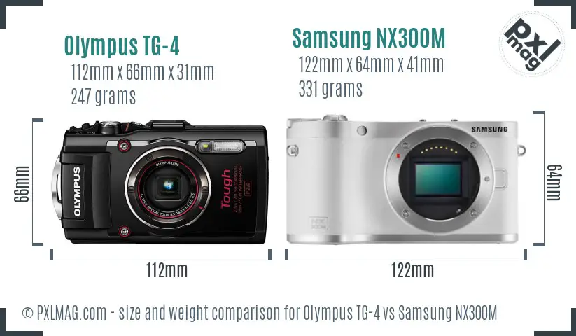 Olympus TG-4 vs Samsung NX300M size comparison Olympus TG-4 vs Samsung NX300M size comparison