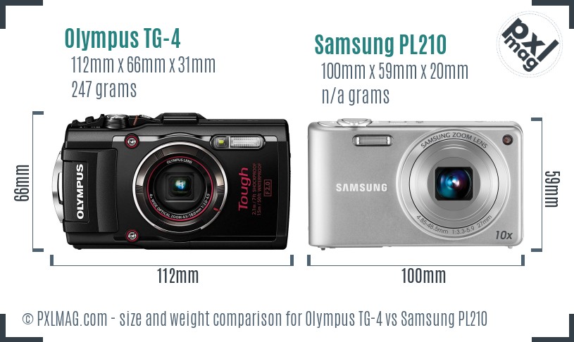 Olympus TG-4 vs Samsung PL210 size comparison