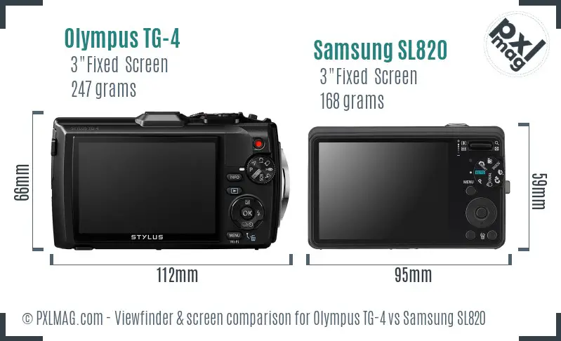 Olympus TG-4 vs Samsung SL820 Screen and Viewfinder comparison Olympus TG-4 vs Samsung SL820 Screen and Viewfinder comparison