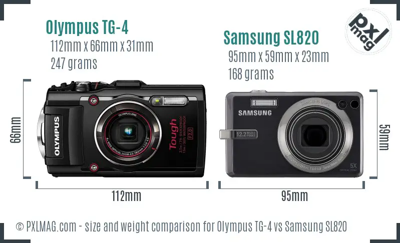 Olympus TG-4 vs Samsung SL820 size comparison Olympus TG-4 vs Samsung SL820 size comparison