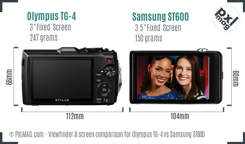 Olympus TG-4 vs Samsung ST600 Screen and Viewfinder comparison Olympus TG-4 vs Samsung ST600 Screen and Viewfinder comparison