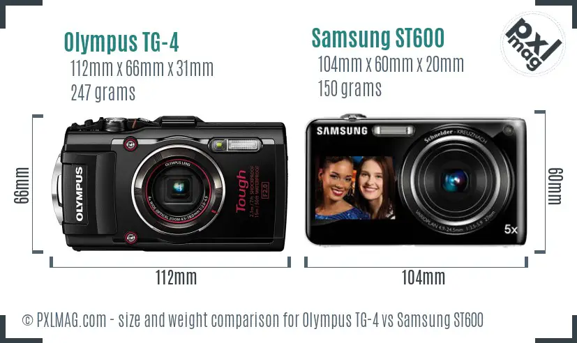 Olympus TG-4 vs Samsung ST600 size comparison Olympus TG-4 vs Samsung ST600 size comparison