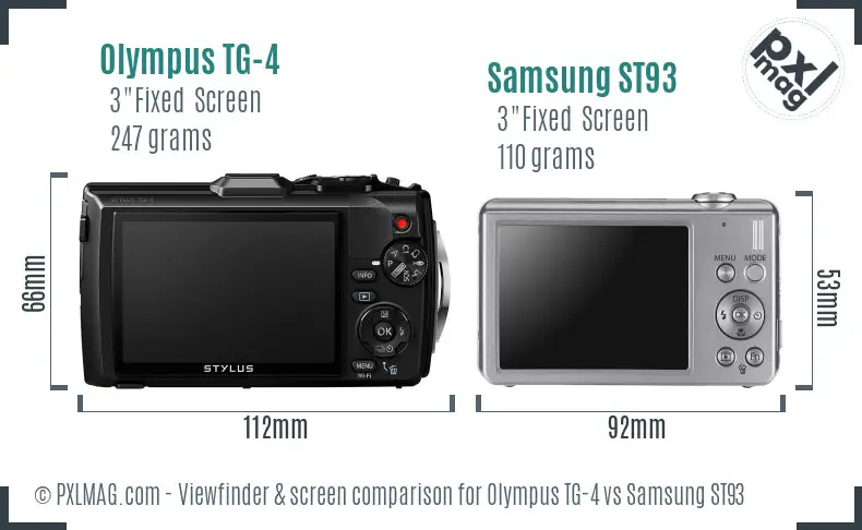Olympus TG-4 vs Samsung ST93 Screen and Viewfinder comparison Olympus TG-4 vs Samsung ST93 Screen and Viewfinder comparison