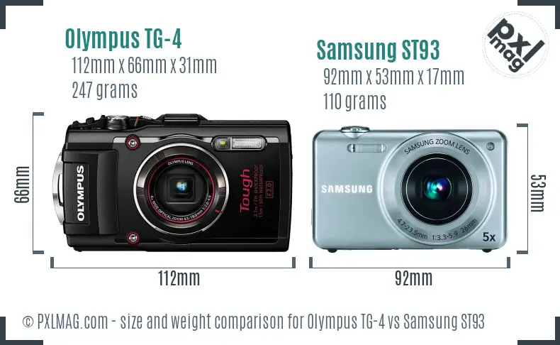 Olympus TG-4 vs Samsung ST93 size comparison Olympus TG-4 vs Samsung ST93 size comparison