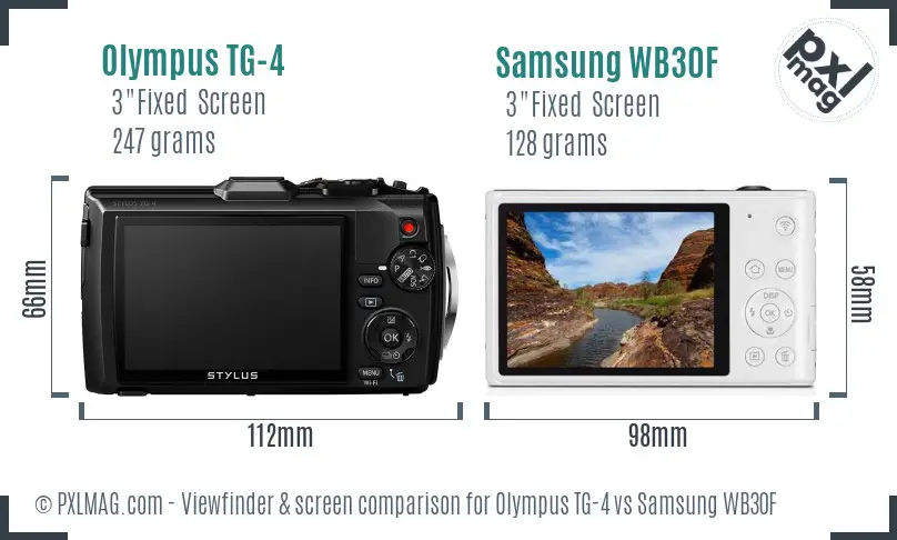 Olympus TG-4 vs Samsung WB30F Screen and Viewfinder comparison Olympus TG-4 vs Samsung WB30F Screen and Viewfinder comparison