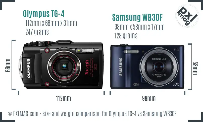Olympus TG-4 vs Samsung WB30F size comparison Olympus TG-4 vs Samsung WB30F size comparison