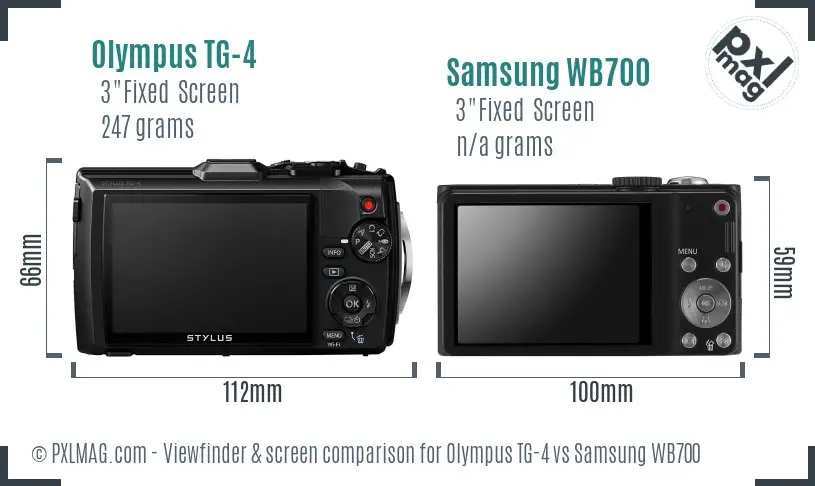 Olympus TG-4 vs Samsung WB700 Screen and Viewfinder comparison