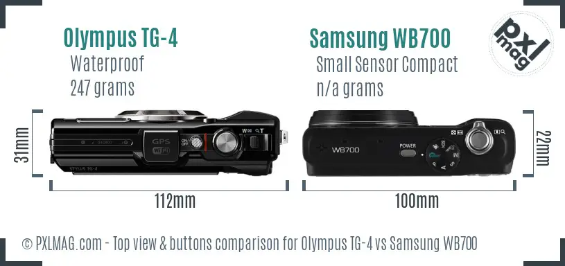 Olympus TG-4 vs Samsung WB700 top view buttons comparison
