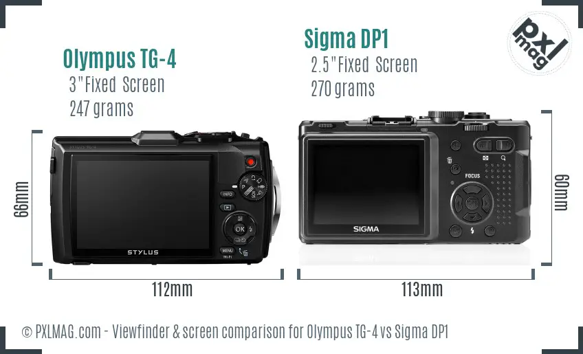 Olympus TG-4 vs Sigma DP1 Screen and Viewfinder comparison Olympus TG-4 vs Sigma DP1 Screen and Viewfinder comparison