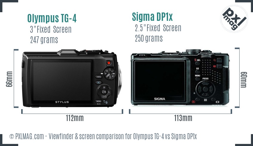 Olympus TG-4 vs Sigma DP1x Screen and Viewfinder comparison