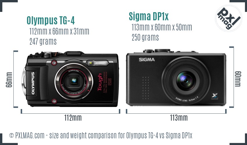 Olympus TG-4 vs Sigma DP1x size comparison Olympus TG-4 vs Sigma DP1x size comparison