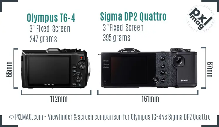 Olympus TG-4 vs Sigma DP2 Quattro Screen and Viewfinder comparison