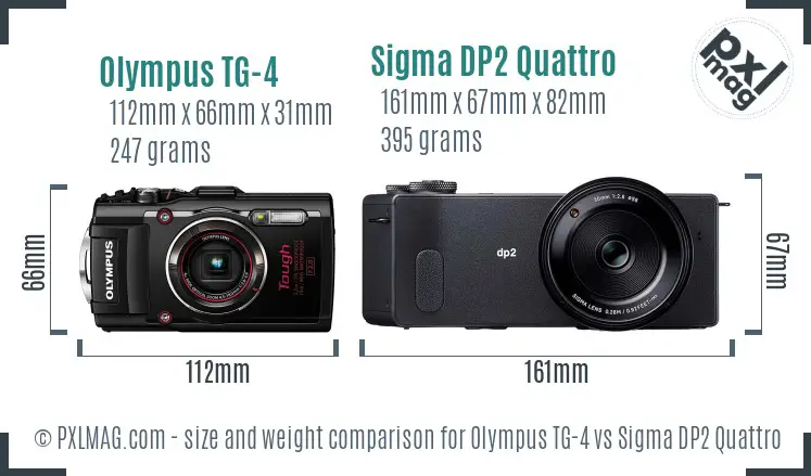 Olympus TG-4 vs Sigma DP2 Quattro size comparison