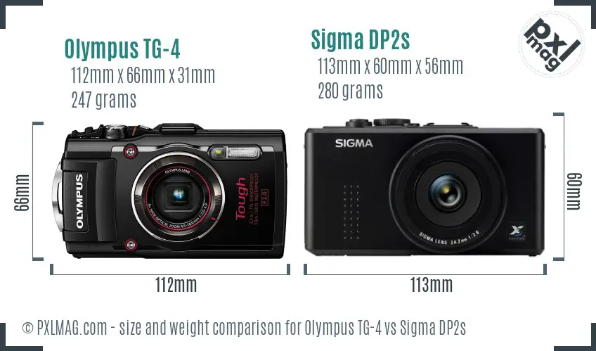 Olympus TG-4 vs Sigma DP2s size comparison Olympus TG-4 vs Sigma DP2s size comparison