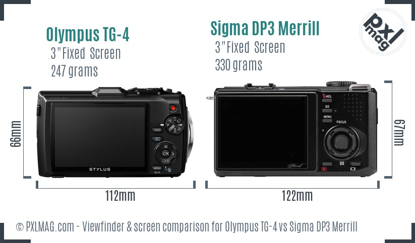 Olympus TG-4 vs Sigma DP3 Merrill Screen and Viewfinder comparison